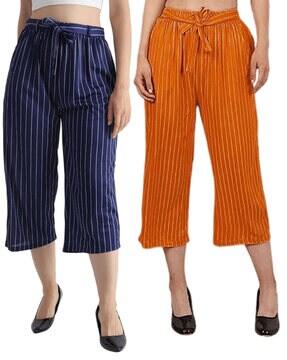 pack of 2 striped culottes with waist tie-up