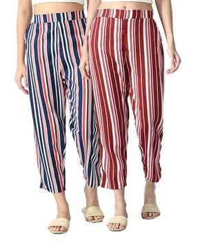 pack of 2 striped high-rise relaxed fit capris