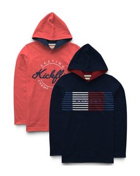 pack of 2 striped hooded t-shirts