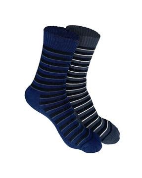 pack of 2 striped mid-calf length socks