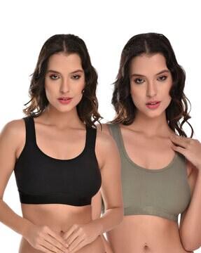 pack of 2 striped non-wired non-padded bras