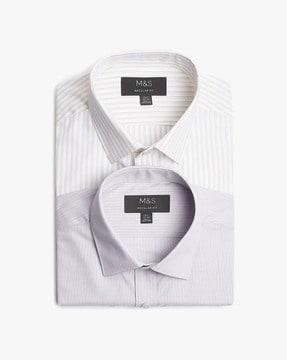 pack of 2 striped regular fit shirts