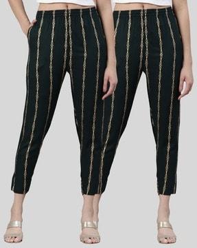 pack of 2 striped slim fit flat-front trousers