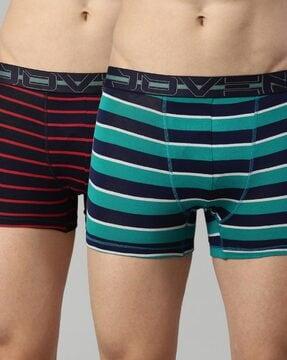 pack of 2 striped trunks with elasticated waist