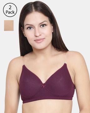 pack of 2 t-shirt bras with clear straps