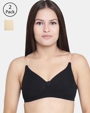 pack of 2 t-shirt bras with clear straps