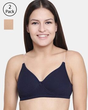 pack of 2 t-shirt bras with clear straps