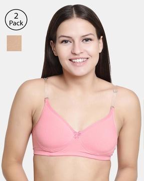 pack of 2 t-shirt bras with clear straps