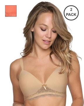 pack of 2 t-shirt bras with lace detail