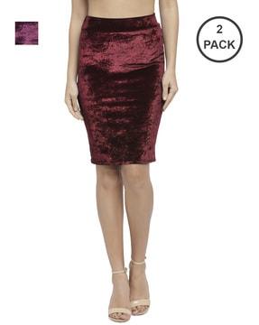 pack of 2 textured pencil skirts