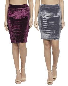 pack of 2 textured pencil skirts