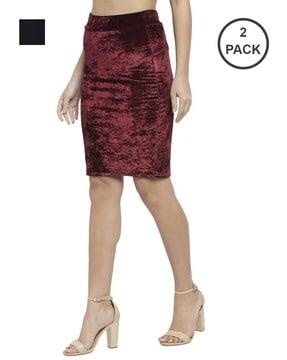 pack of 2 textured pencil skirts