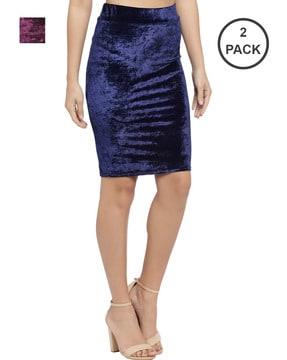 pack of 2 textured pencil skirts