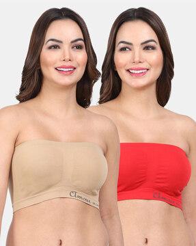 pack of 2 tube bras with ribbed hem