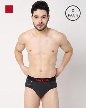 pack of 2 typographic print briefs with elasticated waist
