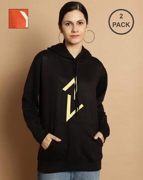 pack of 2 typographic print crew-neck hoodie