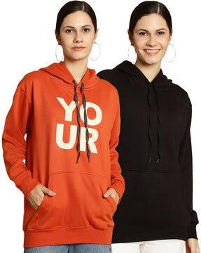 pack of 2 typographic print crew-neck hoodie