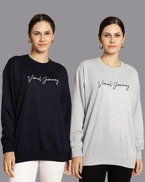 pack of 2 typographic print crew-neck sweatshirts