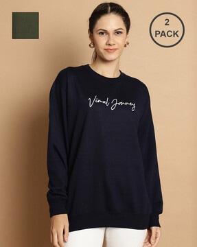 pack of 2 typographic print crew-neck sweatshirts