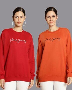 pack of 2 typographic print crew-neck sweatshirts