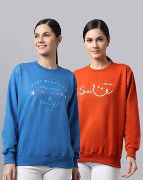 pack of 2 typographic print crew-neck sweatshirts