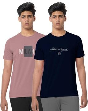 pack of 2 typographic print crew-neck t-shirts