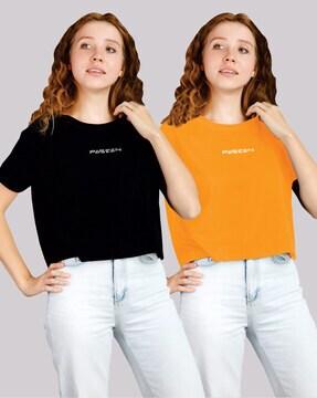 pack of 2 typographic print crew-neck t-shirts