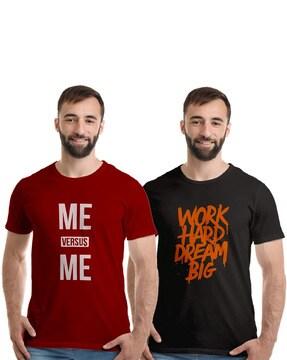 pack of 2 typographic print crew-neck t-shirts
