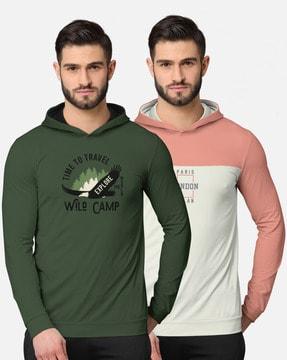 pack of 2 typographic print hooded t-shirts