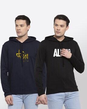 pack of 2 typographic print hooded t-shirts