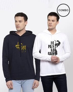 pack of 2 typographic print hooded t-shirts