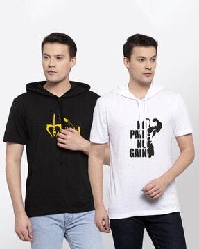 pack of 2 typographic print hooded t-shirts