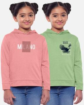 pack of 2 typographic print hooded t-shirts