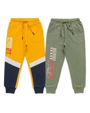 pack of 2 typographic print joggers with elasticated drawstring waist