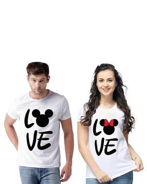 pack of 2 typographic print regular fit crew-neck t-shirts