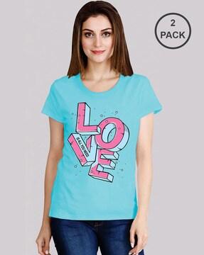 pack of 2 typographic print round-neck t-shirt