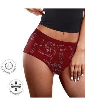 pack of 2 typographic print sanitary panties with elasticated waistband