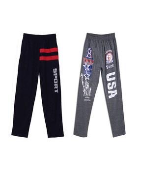 pack of 2 typographic print straight track pants
