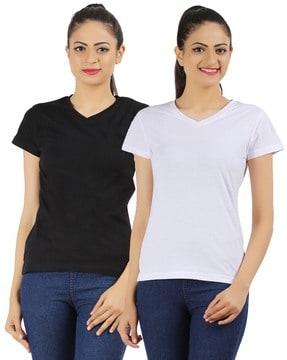 pack of 2 v-neck cotton t-shirts