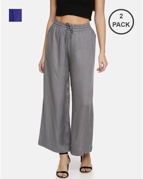 pack of 2 wide leg palazzos with drawstring waist