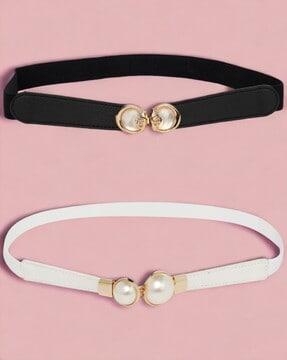 pack of 2 women classic belt with buckle