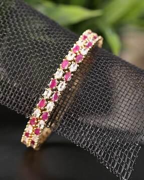 pack of 2 women gold-plated stone-studded bangles