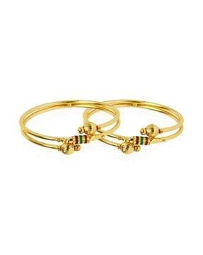 pack of 2 women gold-plated stone-studded bangles