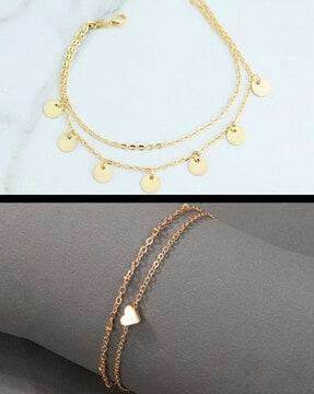 pack of 2 women gold-toned anklet