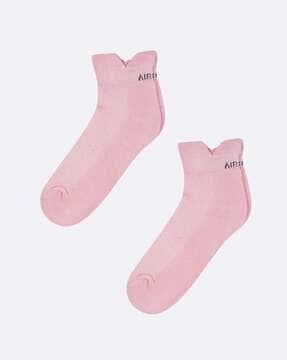 pack of 2 women logo print ankle-length socks