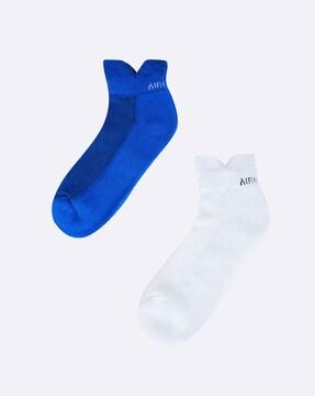 pack of 2 women logo print ankle-length socks