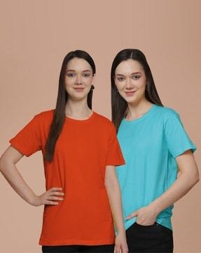 pack of 2 women oversized fit round-neck t-shirts