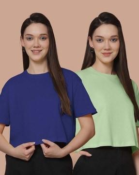 pack of 2 women oversized fit round-neck t-shirts