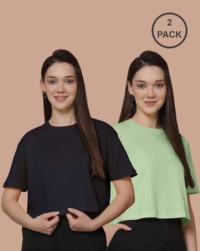 pack of 2 women oversized fit round-neck t-shirts