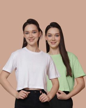 pack of 2 women oversized fit round-neck t-shirts